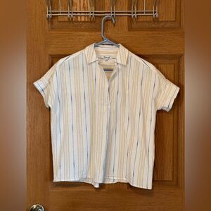 Madewell Top Women’s XS Off White With Gold Blue and pink Striping.